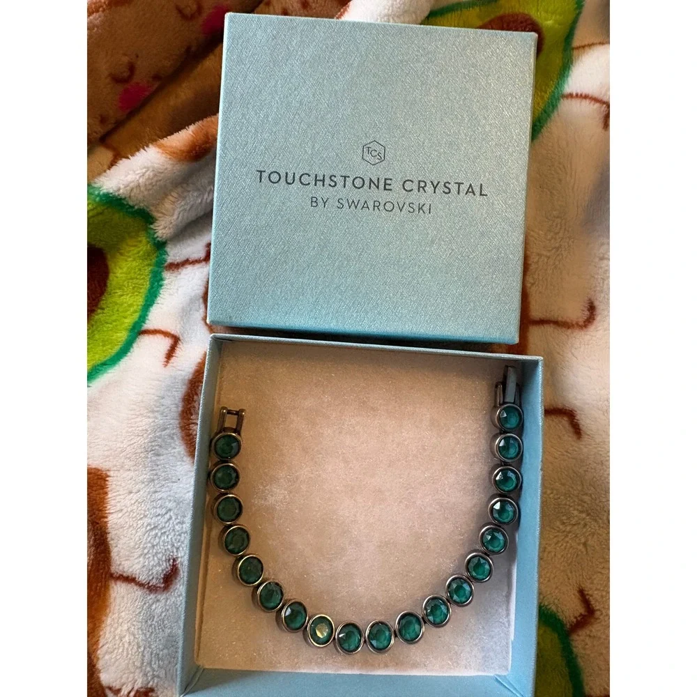Touchstone Crystal Bracelet Women OS Green Excellent Swarovski Stainless Steel